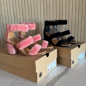 UGG Pink and Black Furry Heels, $25 each